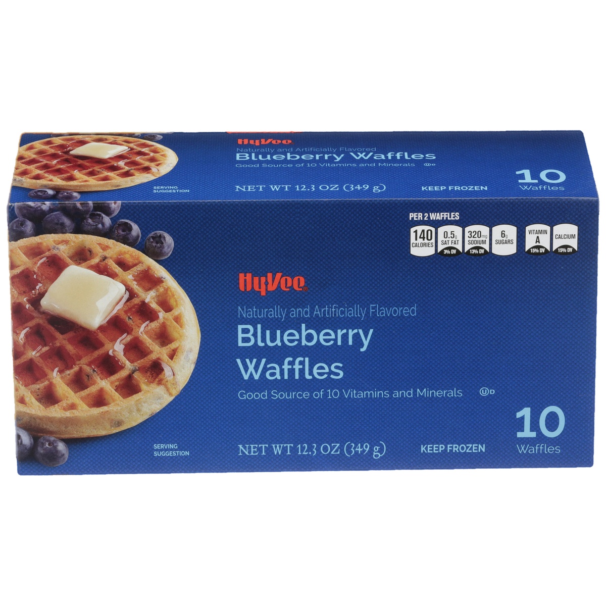 slide 1 of 1, Hy-vee Blueberry Waffles, 10 ct; 12.3 oz