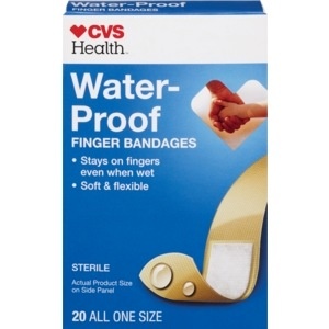 slide 1 of 1, CVS Health Waterproof Finger Bandages All One Size, 20 ct