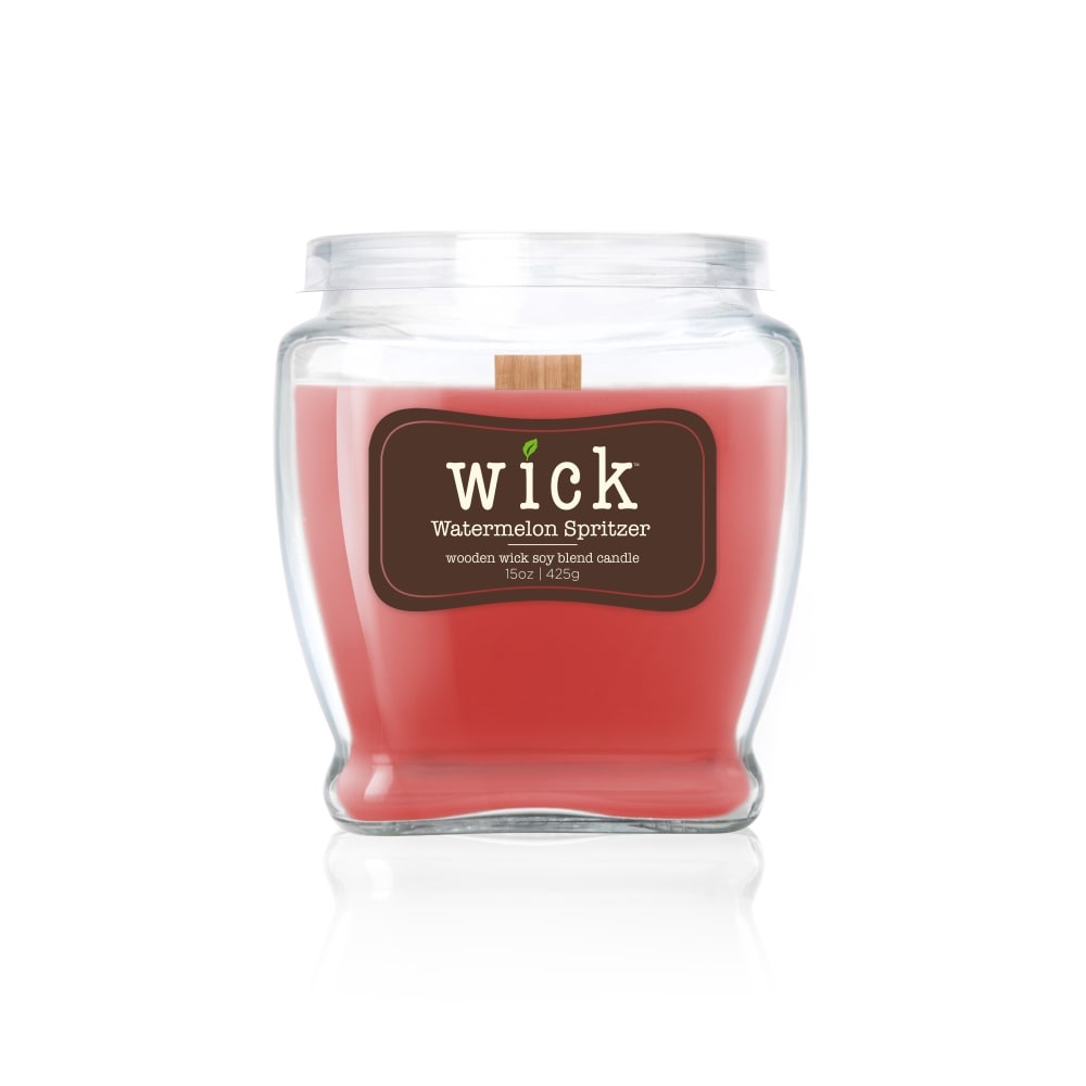 slide 1 of 1, Wick Watermelon Spritzer Wooden Wick Soy Blend Candle - Red, 15 oz