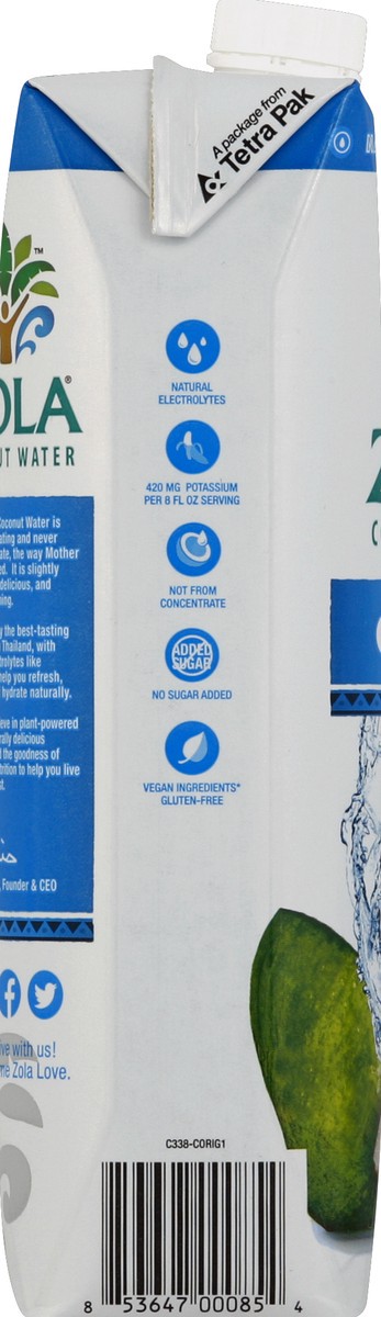 slide 3 of 4, Zola Original Coconut Water, 33.8 fl oz