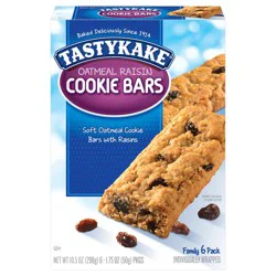 TastyKake Oatmeal Raisin Cookie Bars, 6 Count, 10.5 Oz