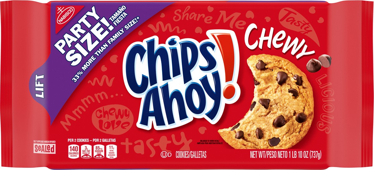 slide 6 of 9, Chips Ahoy! Chewy Cookies Party Size, 26 oz