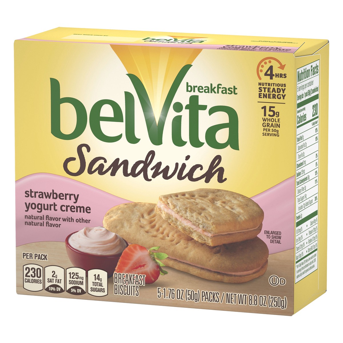 slide 2 of 11, belVita Sandwich Strawberry Yogurt Creme Breakfast Biscuits 5 ea, 5 ct; 1.76 oz