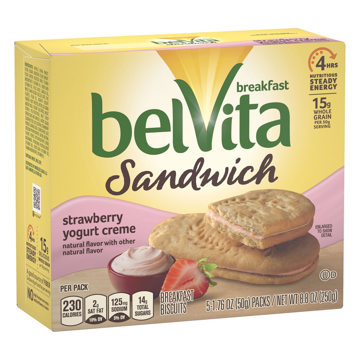 slide 7 of 11, belVita Sandwich Strawberry Yogurt Creme Breakfast Biscuits 5 ea, 5 ct; 1.76 oz