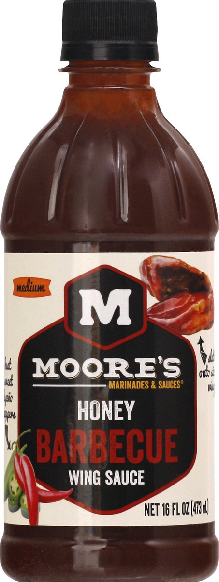 slide 5 of 9, Moore's Mild Honey Barbecue Wing Sauce 16 fl oz, 16 fl oz