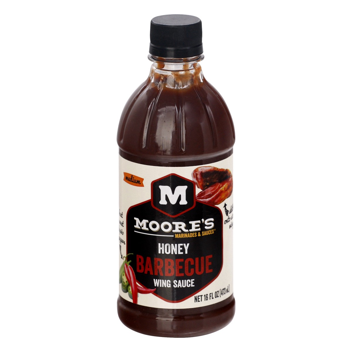 slide 1 of 10, Moore's Honey Bbq Wings Sauce, 16 oz