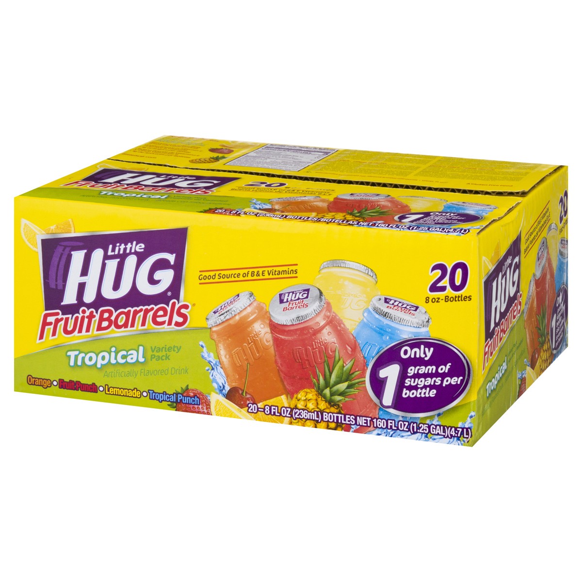 slide 2 of 10, Little Hug Tropical Variety Pack Fruit Barrels 20 ea, 8 oz