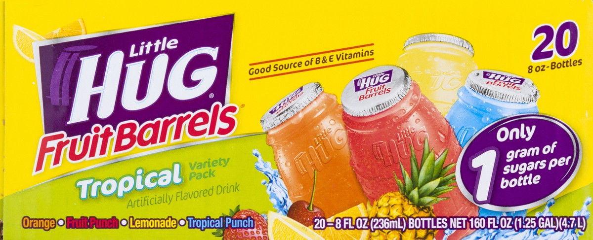 slide 1 of 10, Little Hug Tropical Variety Pack Fruit Barrels 20 ea, 8 oz