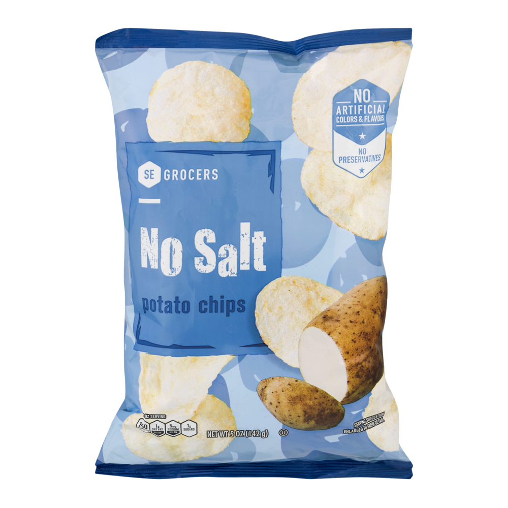 slide 1 of 1, SE Grocers Potato Chips No Salt, 5 oz