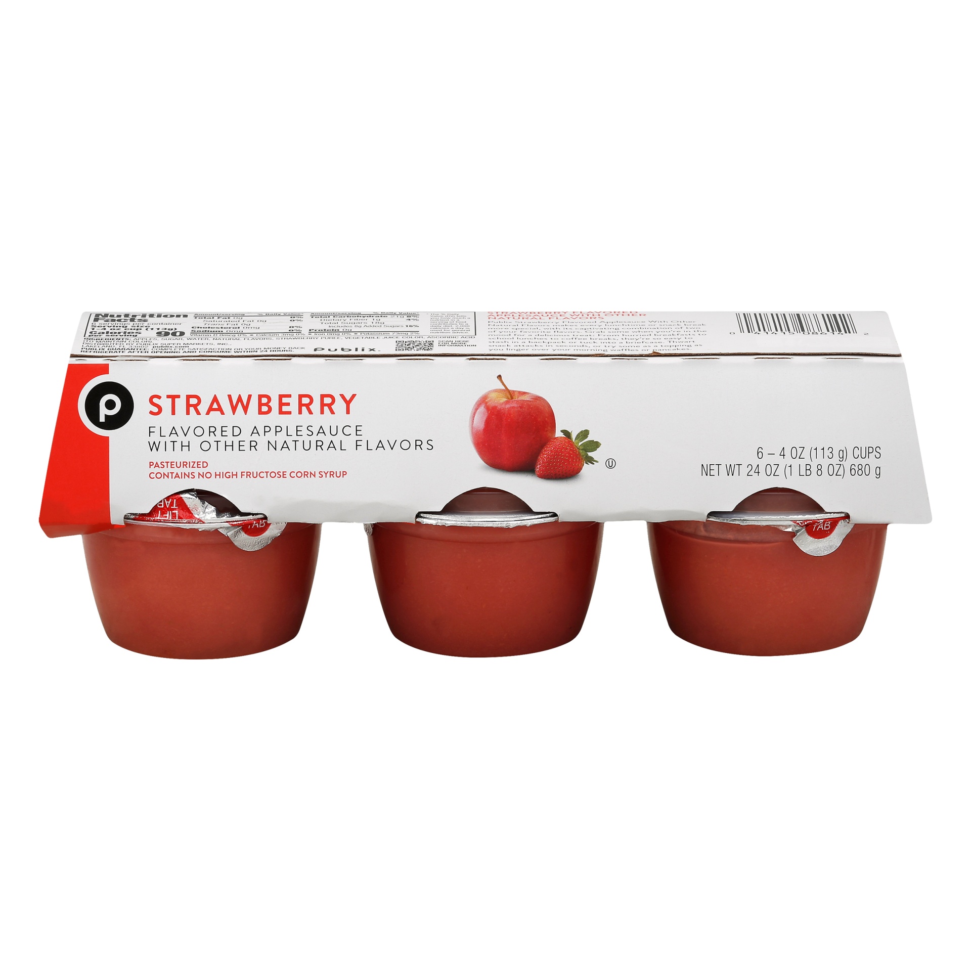 slide 1 of 1, Publix Strawberry Applesauce, 6 ct