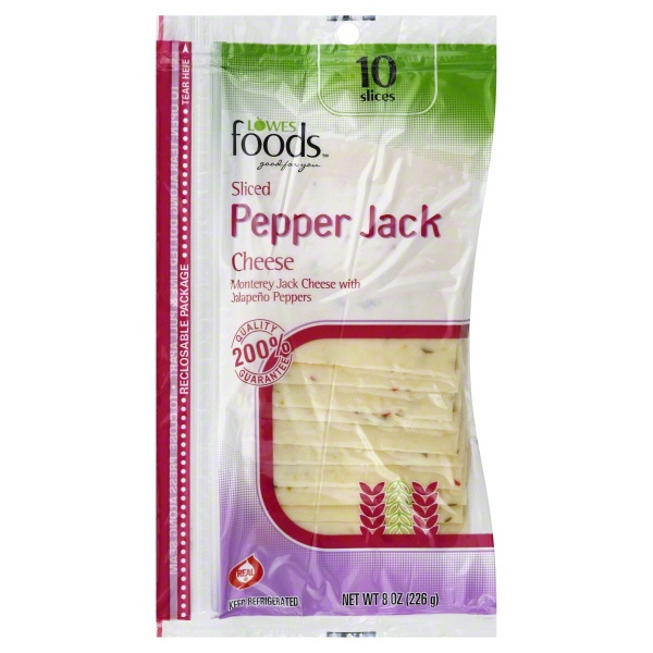 slide 1 of 1, Lowes Foods Pepper Jack Cheese Slices, 8 oz