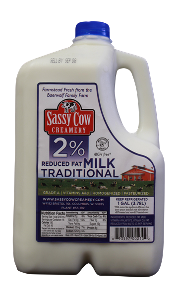 slide 1 of 1, Sassy Cow Creamery 2% Reduced Fat Milk Traditional Gallon, 1 gal