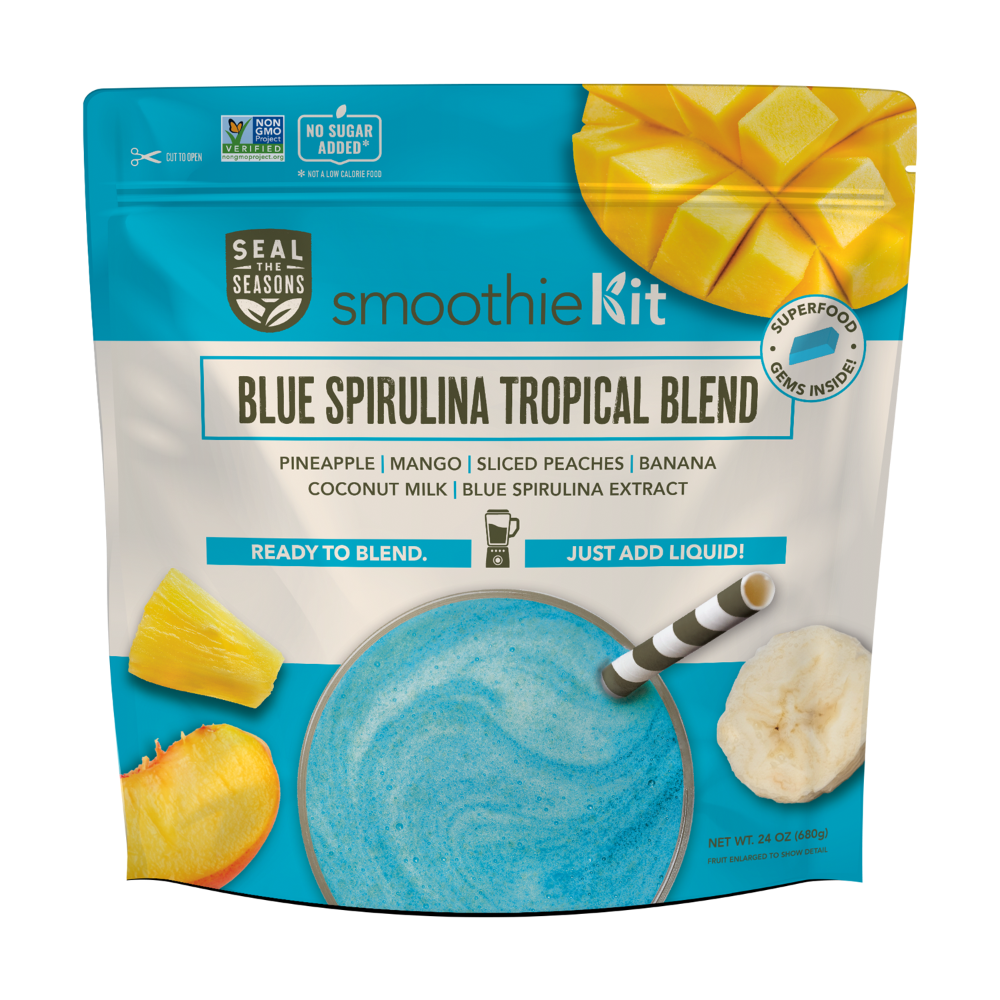 slide 1 of 2, Seal the Seasons Blue Spirulina Tropical Blend Smoothie Kit, 24 oz
