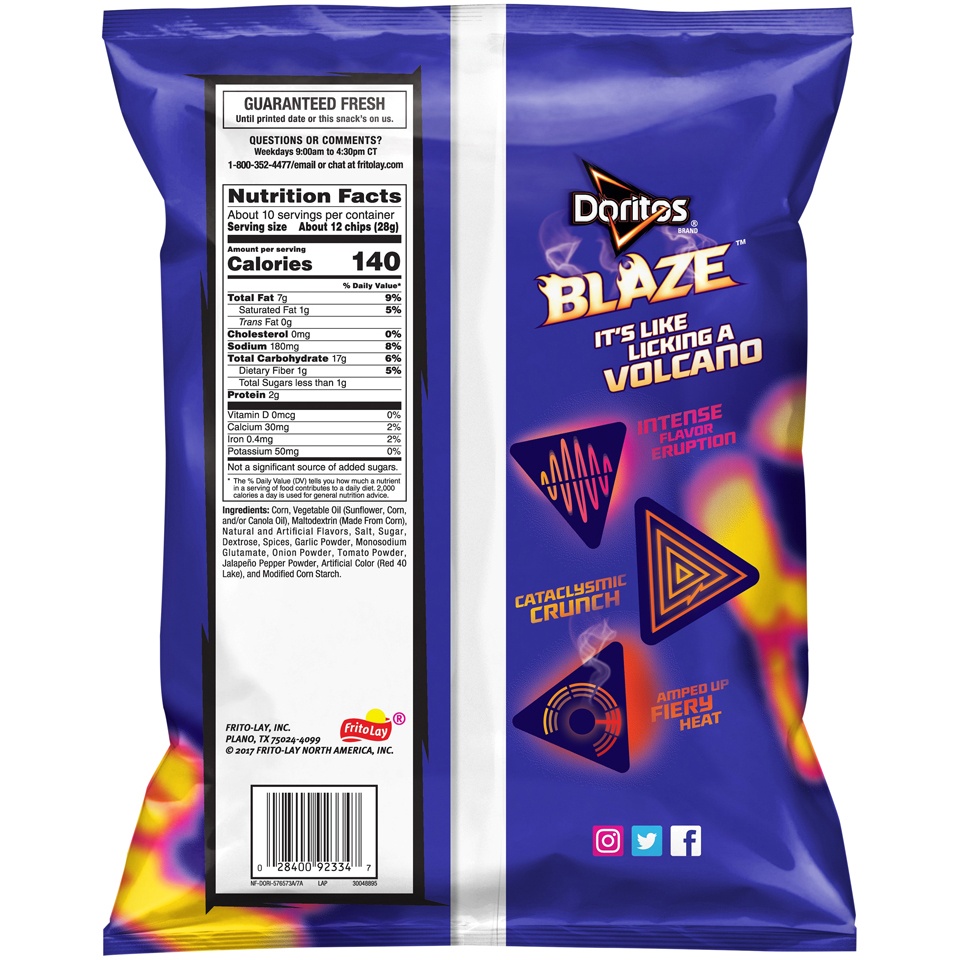 slide 2 of 4, Doritos Blaze Tortilla Chips, 9.75 oz