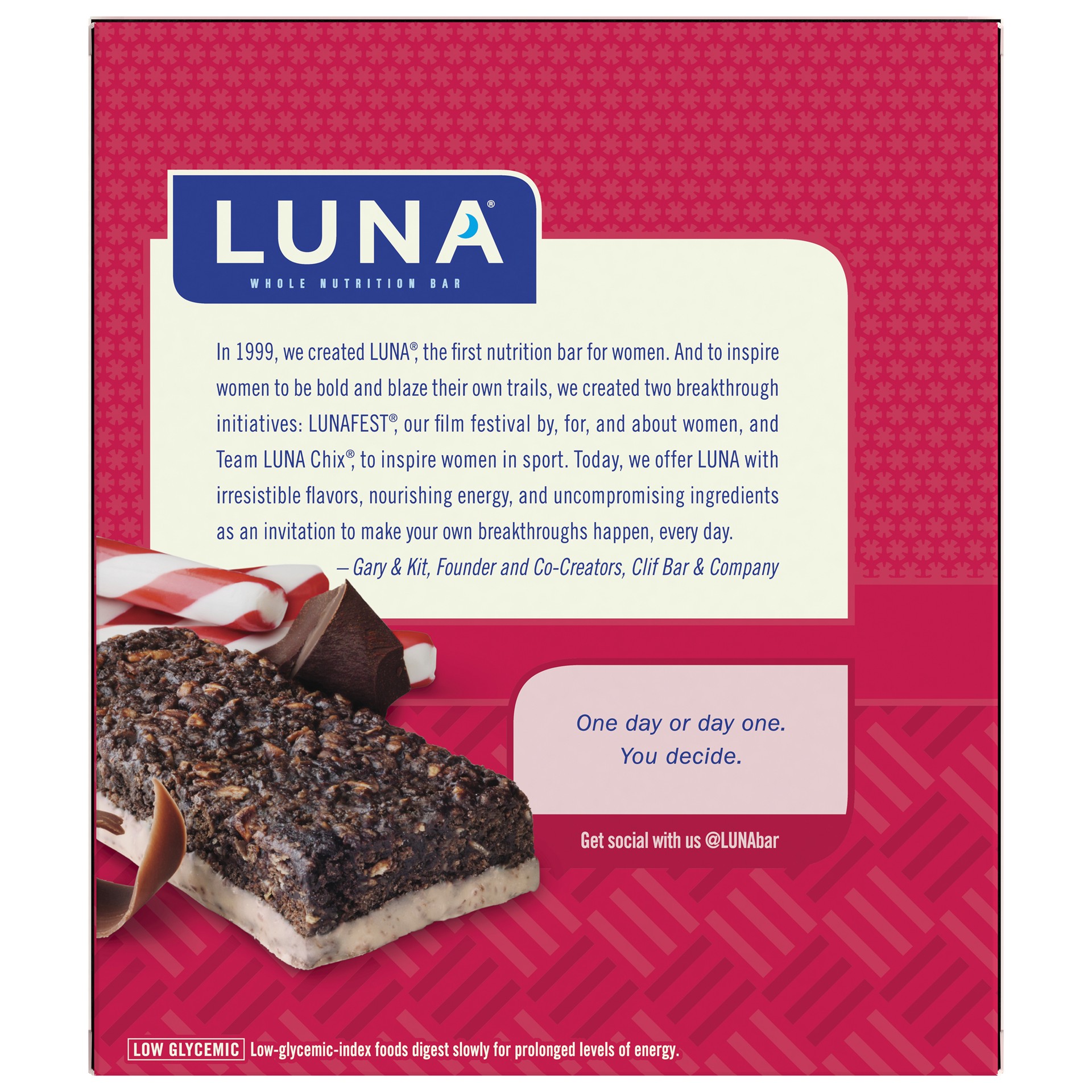 slide 4 of 6, LUNA Bar - Chocolate Peppermint Stick - Gluten-Free - Non-GMO - 7-9g Protein - Made with Organic Oats - Low Glycemic - Whole Nutrition Snack Bars - 1.69 oz. (6 Pack), 10.14 oz