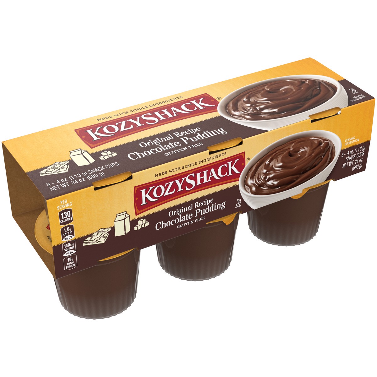 slide 5 of 9, Kozy Shack Chocolate Pudding, Gluten Free Dessert, 4 oz, 6 ct, 24 oz