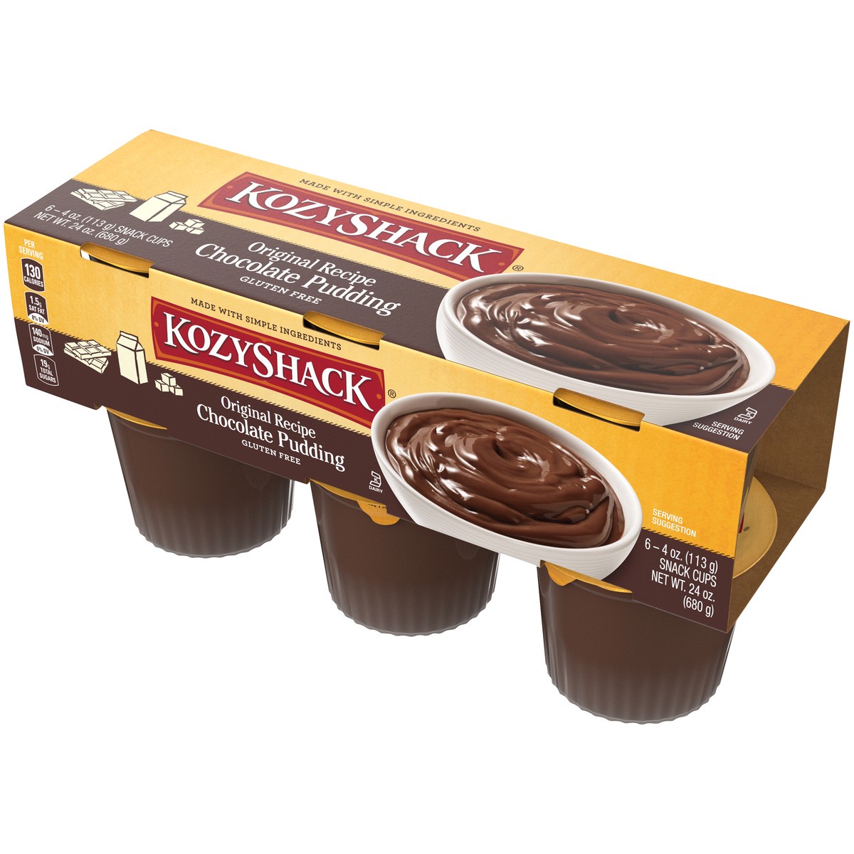 slide 4 of 9, Kozy Shack Chocolate Pudding, Gluten Free Dessert, 4 oz, 6 ct, 24 oz