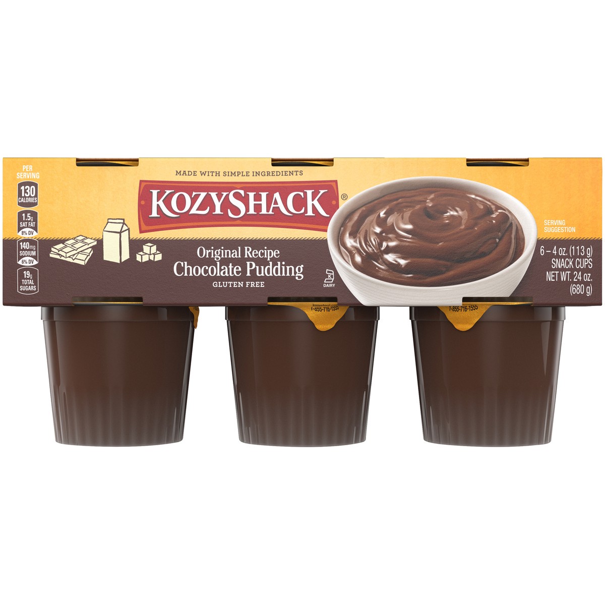 slide 6 of 9, Kozy Shack Chocolate Pudding, Gluten Free Dessert, 4 oz, 6 ct, 24 oz