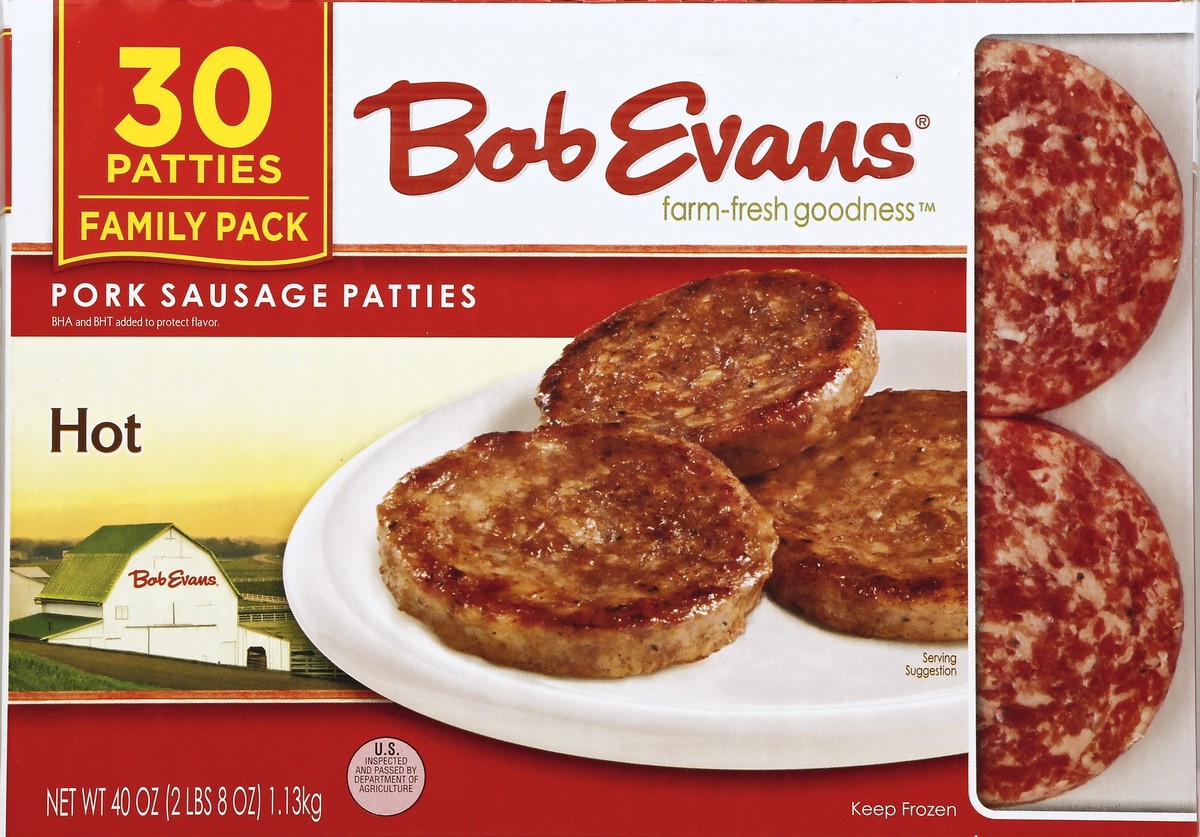 slide 6 of 7, Bob Evans Hot Pork Sausage Patties 40 oz. Box, 40 oz