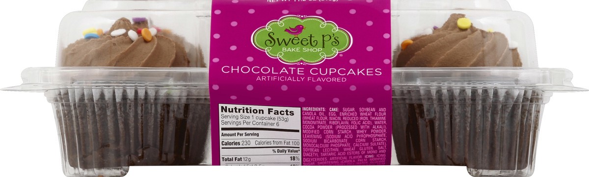 slide 4 of 6, Sweet P's Bake Shop Chocolate Cupcakes 6 ea, 6 ct