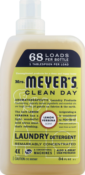 slide 1 of 1, Mrs. Meyer's Lemon Laundry Detergent, 34 fl oz