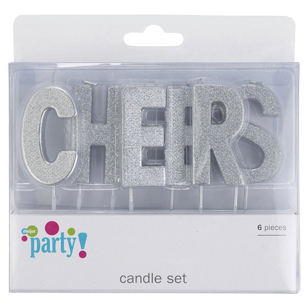 slide 1 of 1, Meijer Party Cheers Candle Set, 5 ct