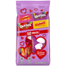 Wrigley SKITTLES & STARBURST Fun Size Valentine''s Day Exchange Candy, Party Size, 50 Ct Bulk Bag