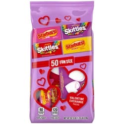 Wrigley SKITTLES & STARBURST Fun Size Valentine''s Day Exchange Candy, Party Size, 50 Ct Bulk Bag
