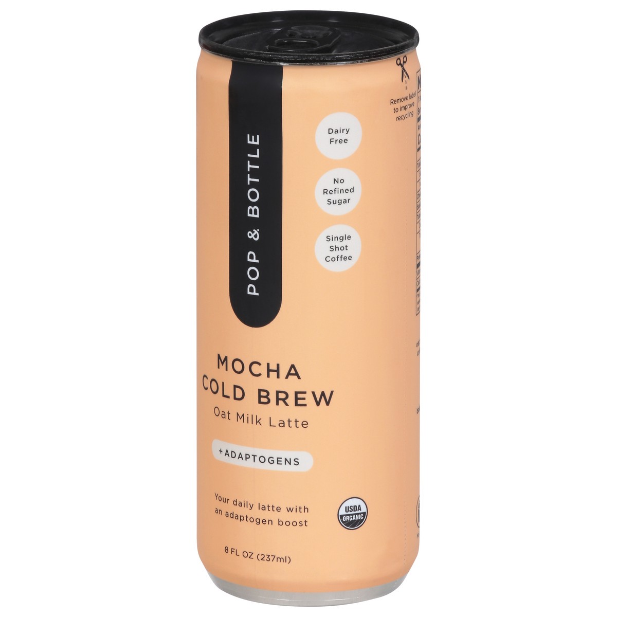 slide 8 of 9, Pop & Bottle Organic +Adaptogens Cold Brew Mocha Oat Milk Latte - 8 fl oz, 8 fl oz