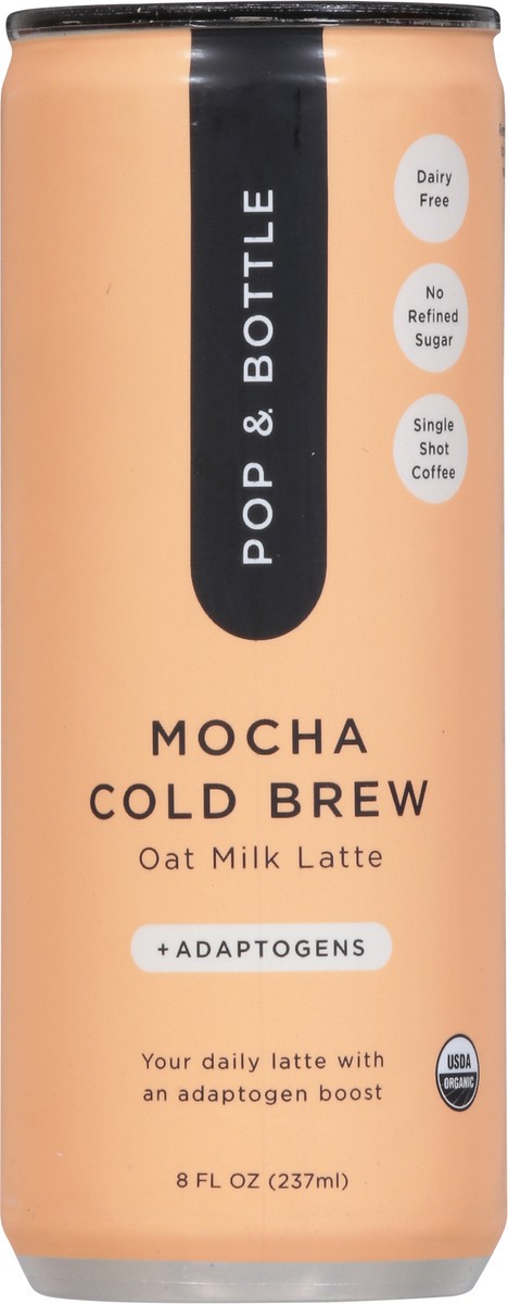 slide 7 of 9, Pop & Bottle Organic +Adaptogens Cold Brew Mocha Oat Milk Latte - 8 fl oz, 8 fl oz