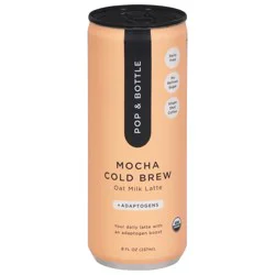 Pop & Bottle Organic +Adaptogens Cold Brew Mocha Oat Milk Latte 8 fl oz Can