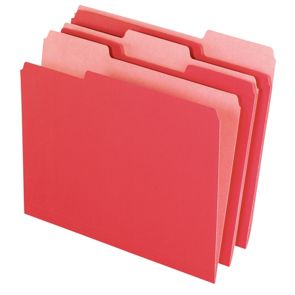 slide 1 of 1, Office Depot Brand File Folders, Letter Size, 1/3 Cut, Red, Box Of 100, 100 ct