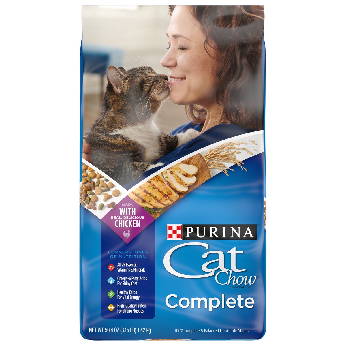 slide 2 of 9, Cat Chow Purina Cat Chow High Protein Dry Cat Food, Complete - 3.15 lb. Bag, 50.4 oz