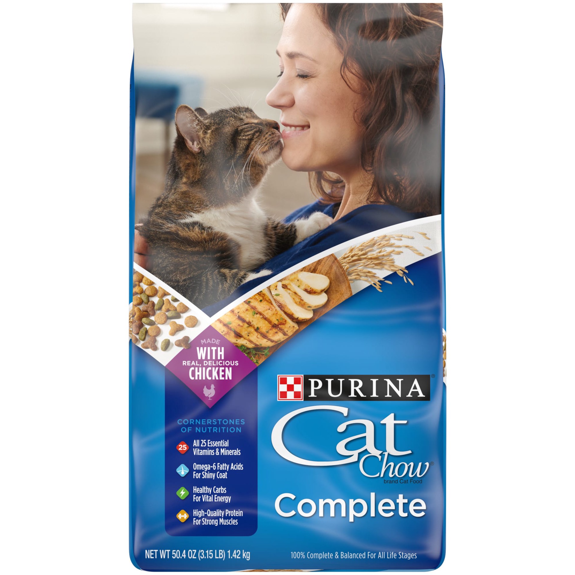 slide 1 of 9, Cat Chow Purina Cat Chow High Protein Dry Cat Food, Complete - 3.15 lb. Bag, 50.4 oz