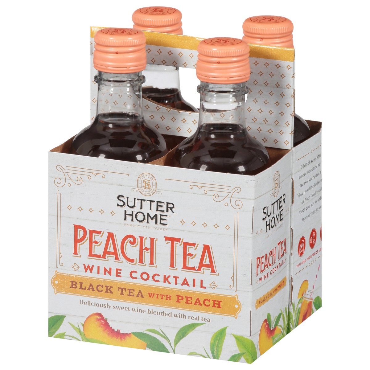 slide 2 of 9, Sutter Home Peach Tea Wine Cocktail 4 - 187 ml Bottles, 4 ct; 187 ml