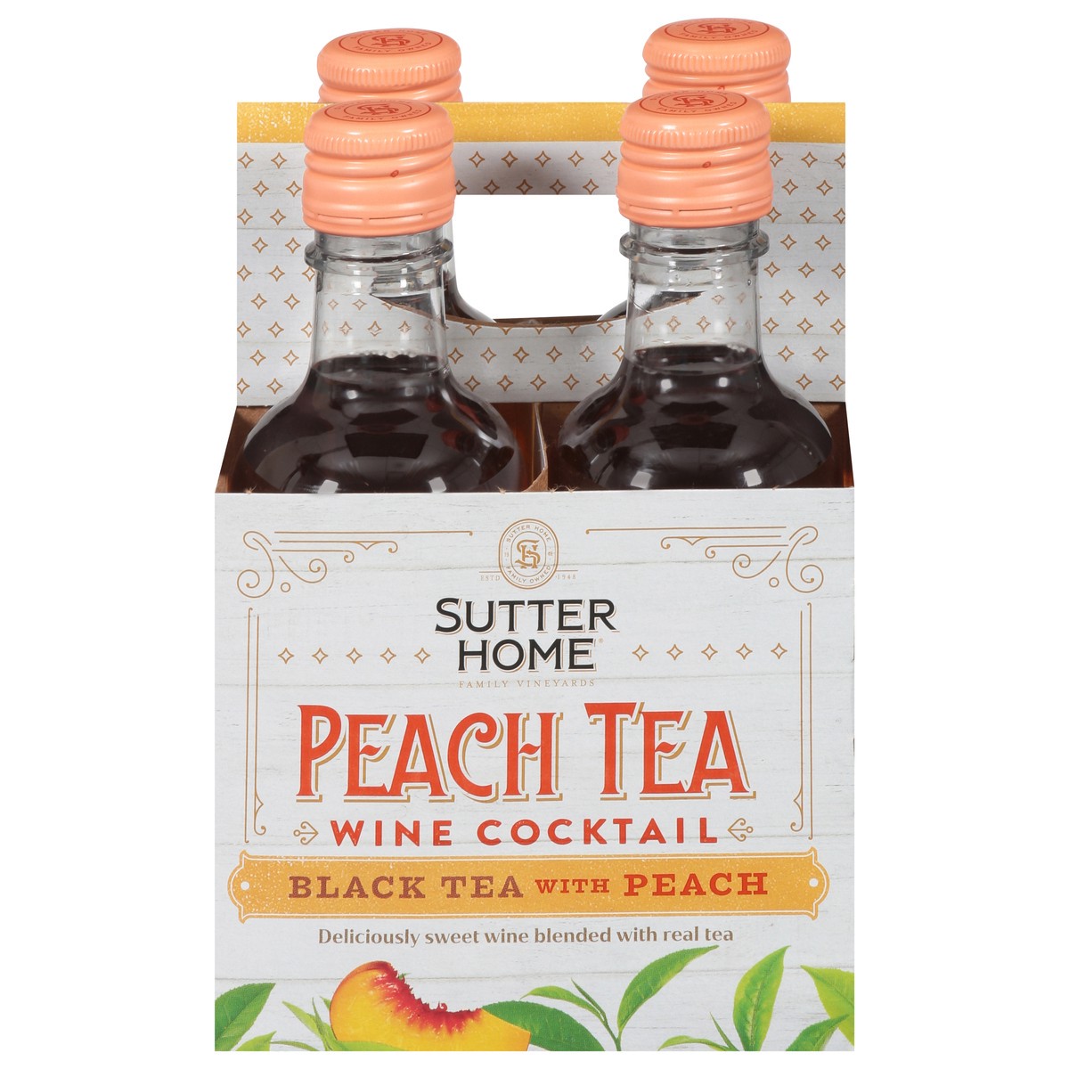 slide 1 of 9, Sutter Home Peach Tea Wine Cocktail 4 - 187 ml Bottles, 4 ct; 187 ml