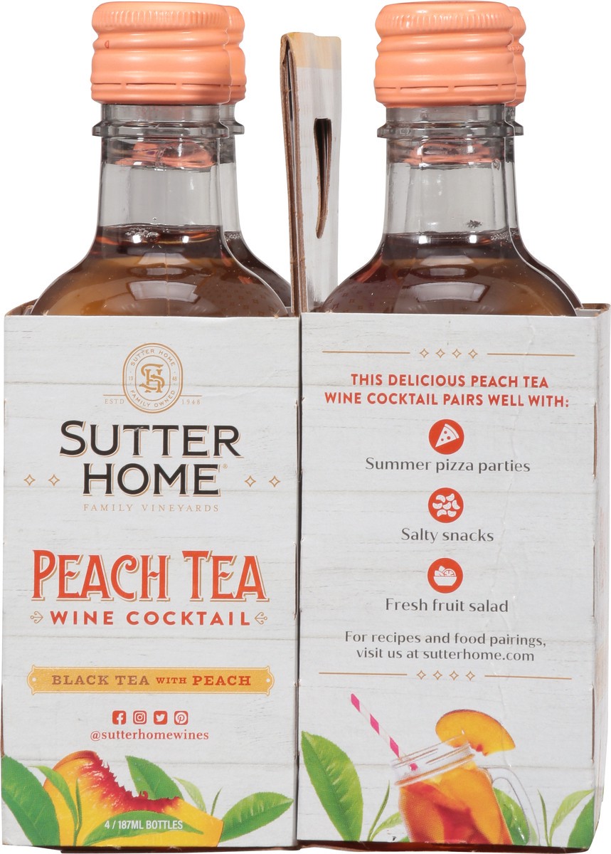 slide 3 of 9, Sutter Home Peach Tea Wine Cocktail 4 - 187 ml Bottles, 4 ct; 187 ml