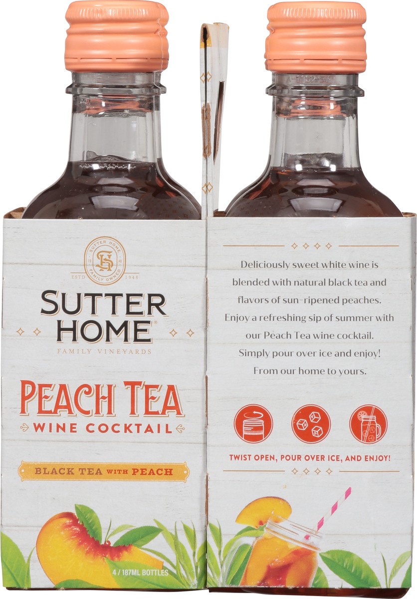 slide 6 of 9, Sutter Home Peach Tea Wine Cocktail 4 - 187 ml Bottles, 4 ct; 187 ml