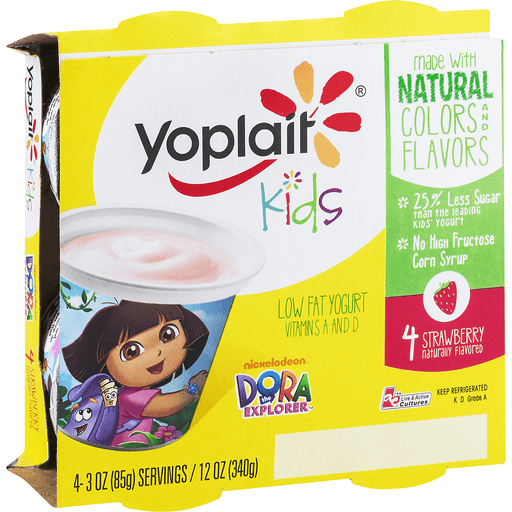 slide 2 of 9, Yoplait Kids Yogurt, Dora The Explorer, Low Fat, Strawberry, 4 ct; 3 oz