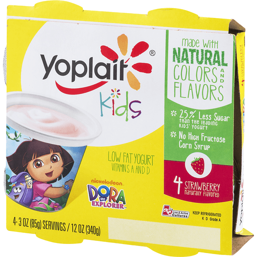 slide 3 of 9, Yoplait Kids Yogurt, Dora The Explorer, Low Fat, Strawberry, 4 ct; 3 oz