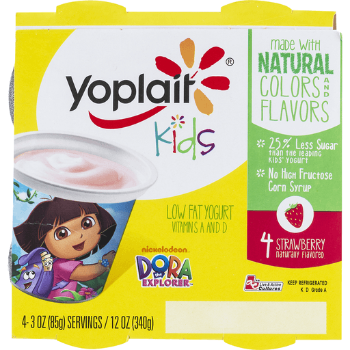slide 4 of 9, Yoplait Kids Yogurt, Dora The Explorer, Low Fat, Strawberry, 4 ct; 3 oz