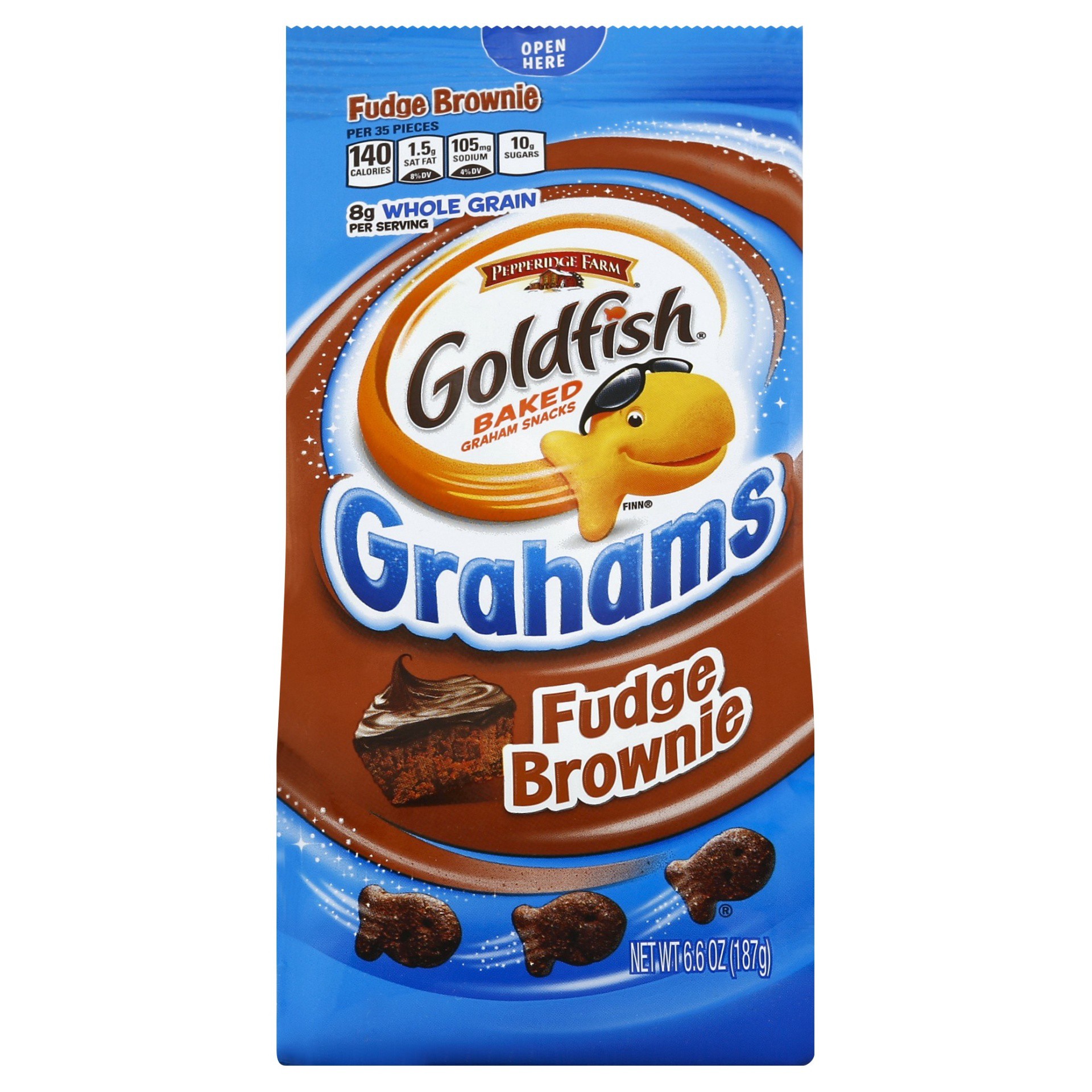 slide 1 of 9, Goldfish Grahams Fudge Brownie Crackers, 6.6 oz