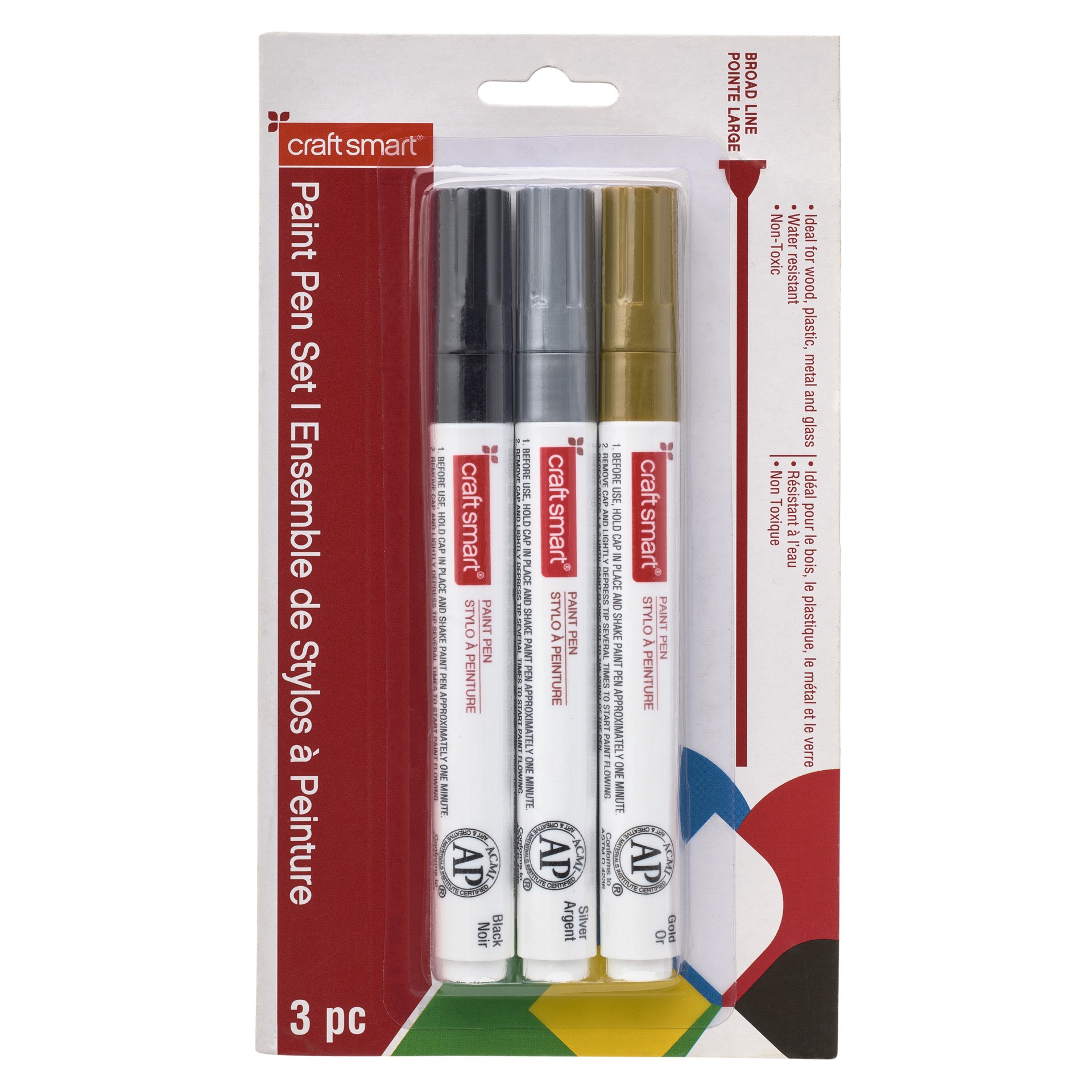 slide 2 of 3, Broad Line Paint Pen Set By Craft Smart, 3 markers