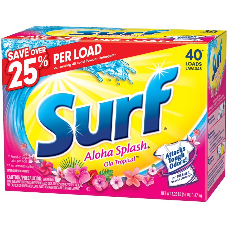 slide 1 of 1, Surf Aloha Splash Powder Laundry Detergent, 52 oz
