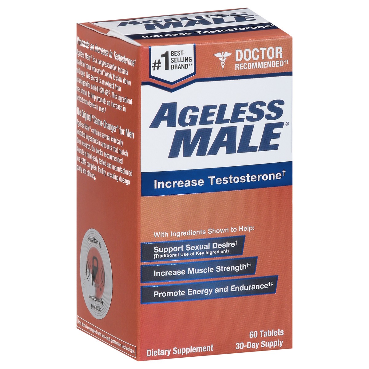 slide 7 of 10, Ageless Male Free Testosterone Booster by New Vitality, 60 ct