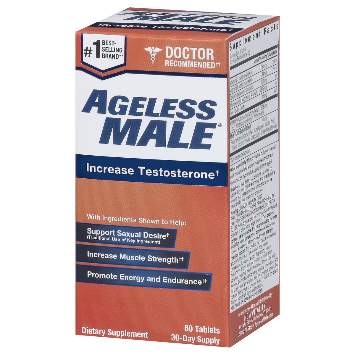 slide 9 of 10, Ageless Male Free Testosterone Booster by New Vitality, 60 ct