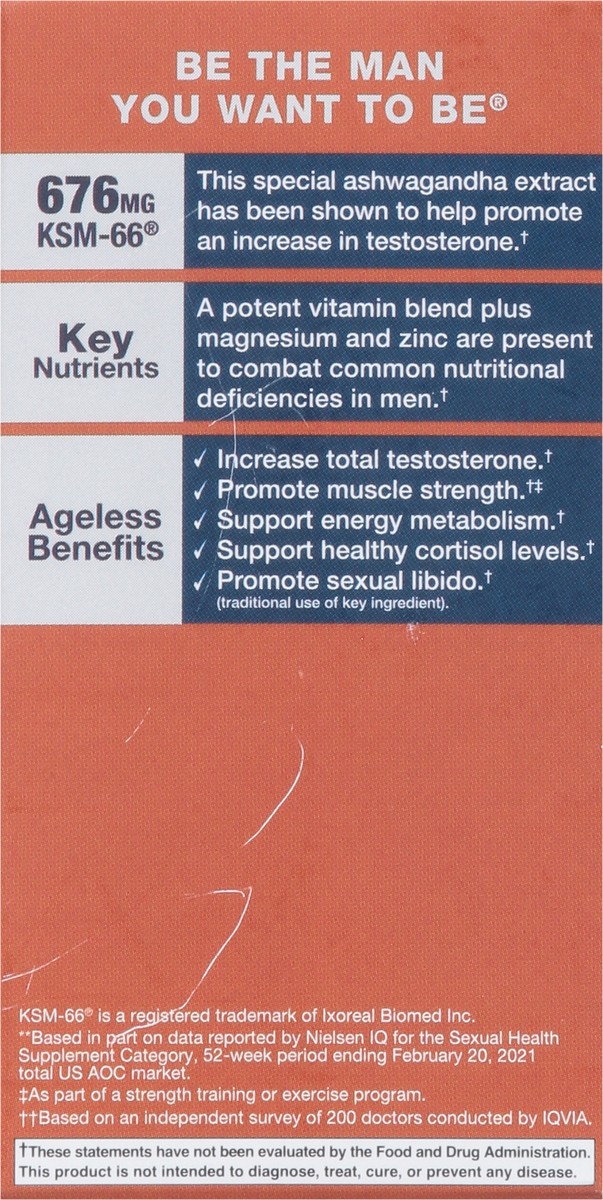 slide 4 of 10, Ageless Male Free Testosterone Booster by New Vitality, 60 ct