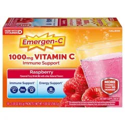 Emergen-C Vitamin C 1000mg Powder with Antioxidants Fizzy Drink Mix, Raspberry Flavor, 30 Count