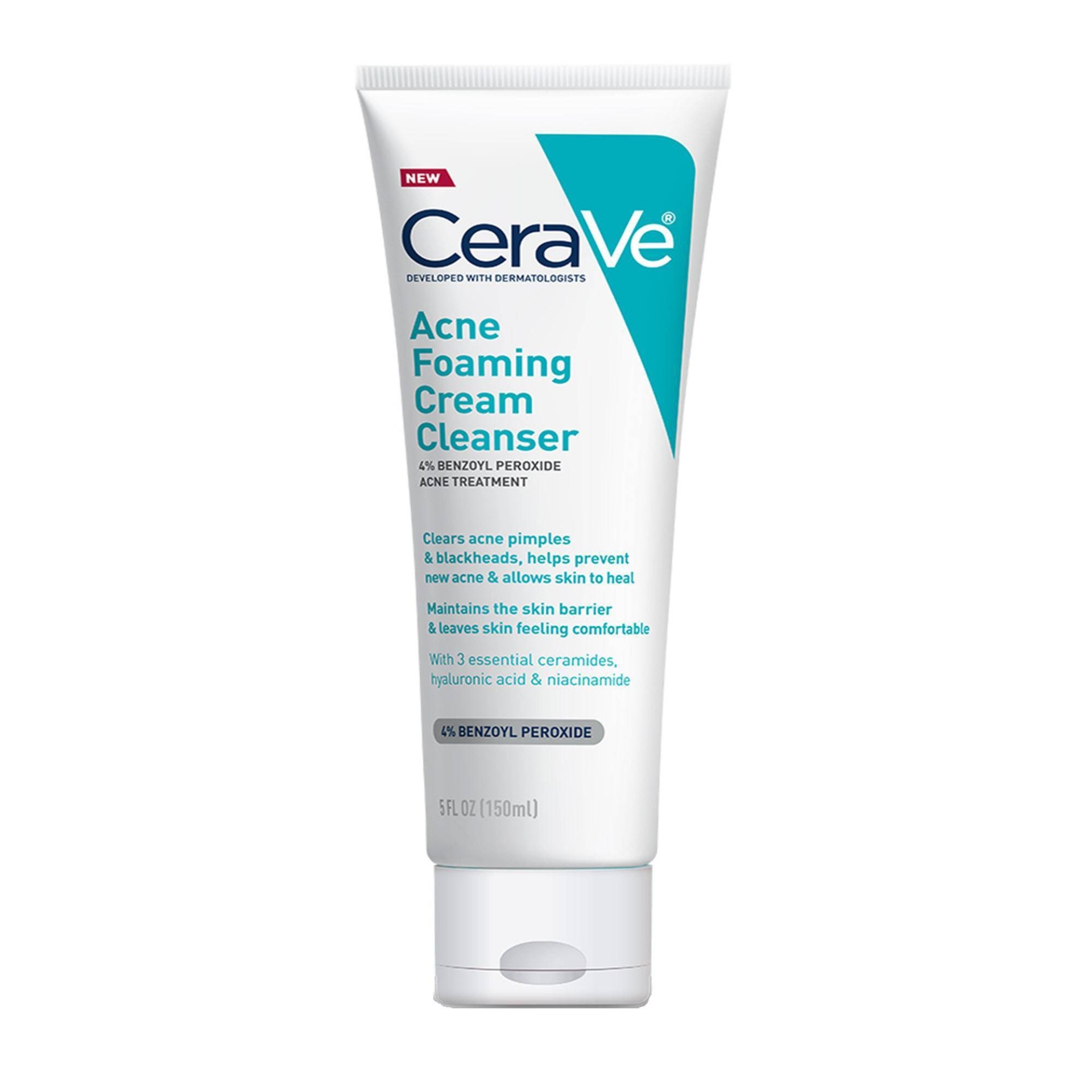 slide 1 of 1, CeraVe Acne Foaming Cream Cleanser, 5 fl oz