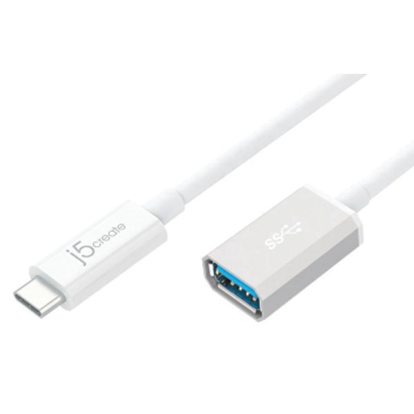 slide 2 of 4, j5create Usb 3.1 Type-C To Type-A Adapter, 4'', White, Jucx05, 1 ct